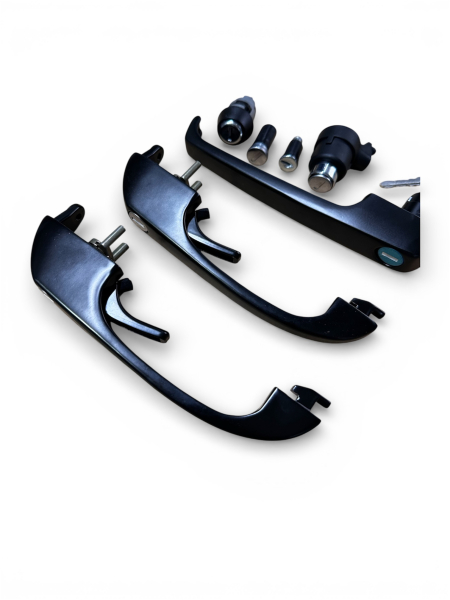 Schließgarnitur für VW T3 bis 1984: Zündschloss, Türgriffe, Schiebetürgriff und Gleichschließendes Türgriff-Set für VW T3 vorne und Schiebetür